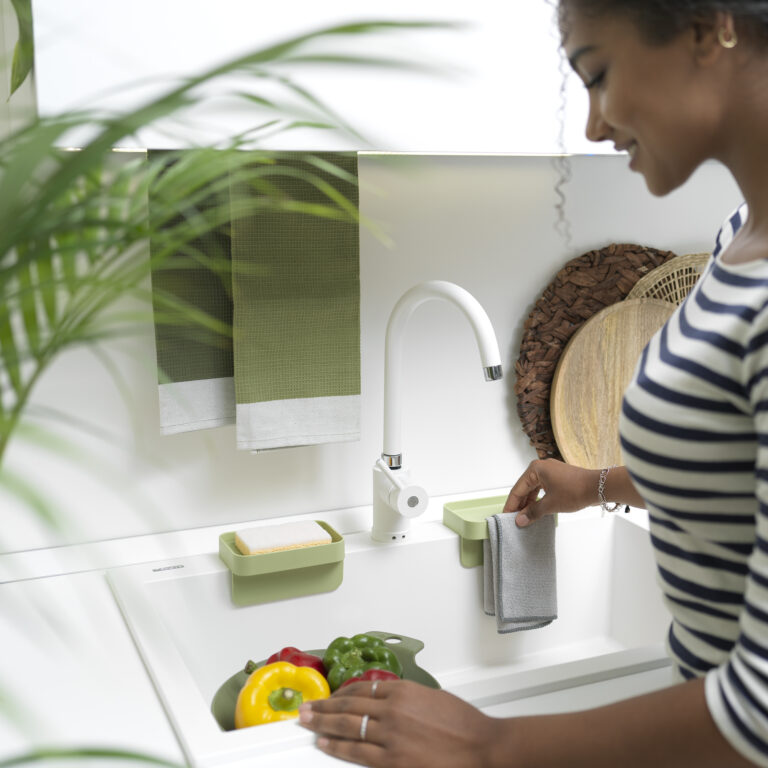 Odkladač na houbičku a hadřík na přísavky na dřez Battigia zelený Blim+