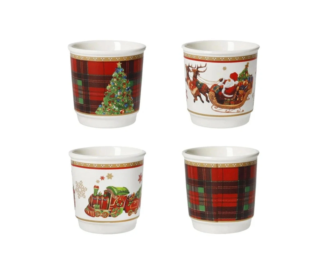 Porcelánová sada hrnků 4ks na kávu CHRISTMAS BRANDANI