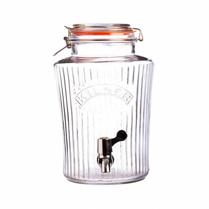 Fazetový skleněný soudek s kohoutkem, 8,0 l Kilner *