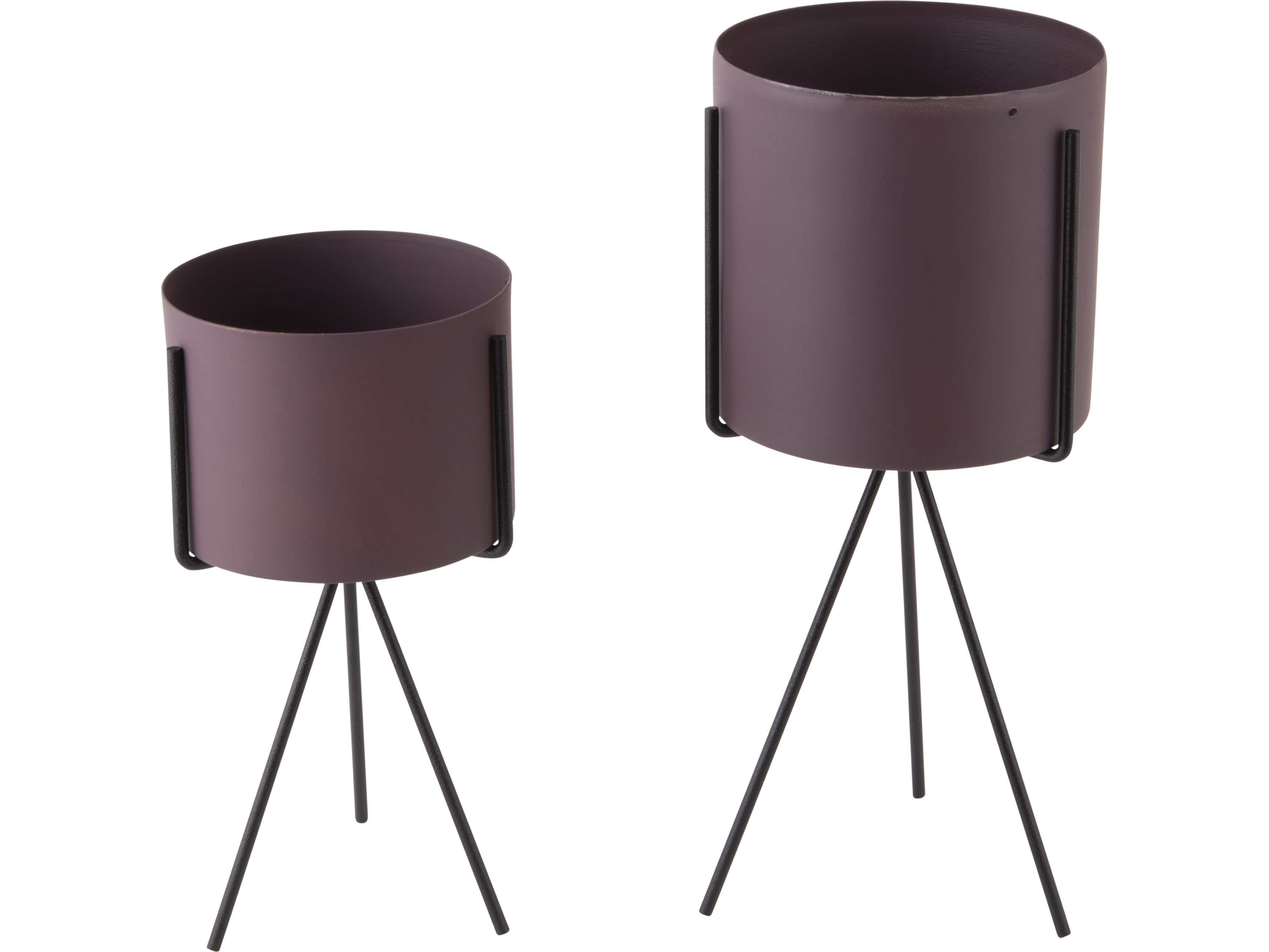 Set 2ks železný stojan na 3 nohách na květiny Pedestal tmavě fialový Present Time