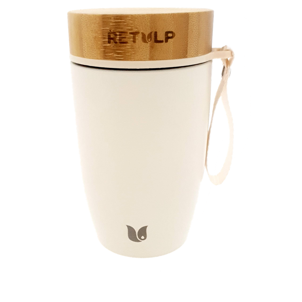 Velký hrnek s bambusovým víčkem béžový Classic 500ml RETULP