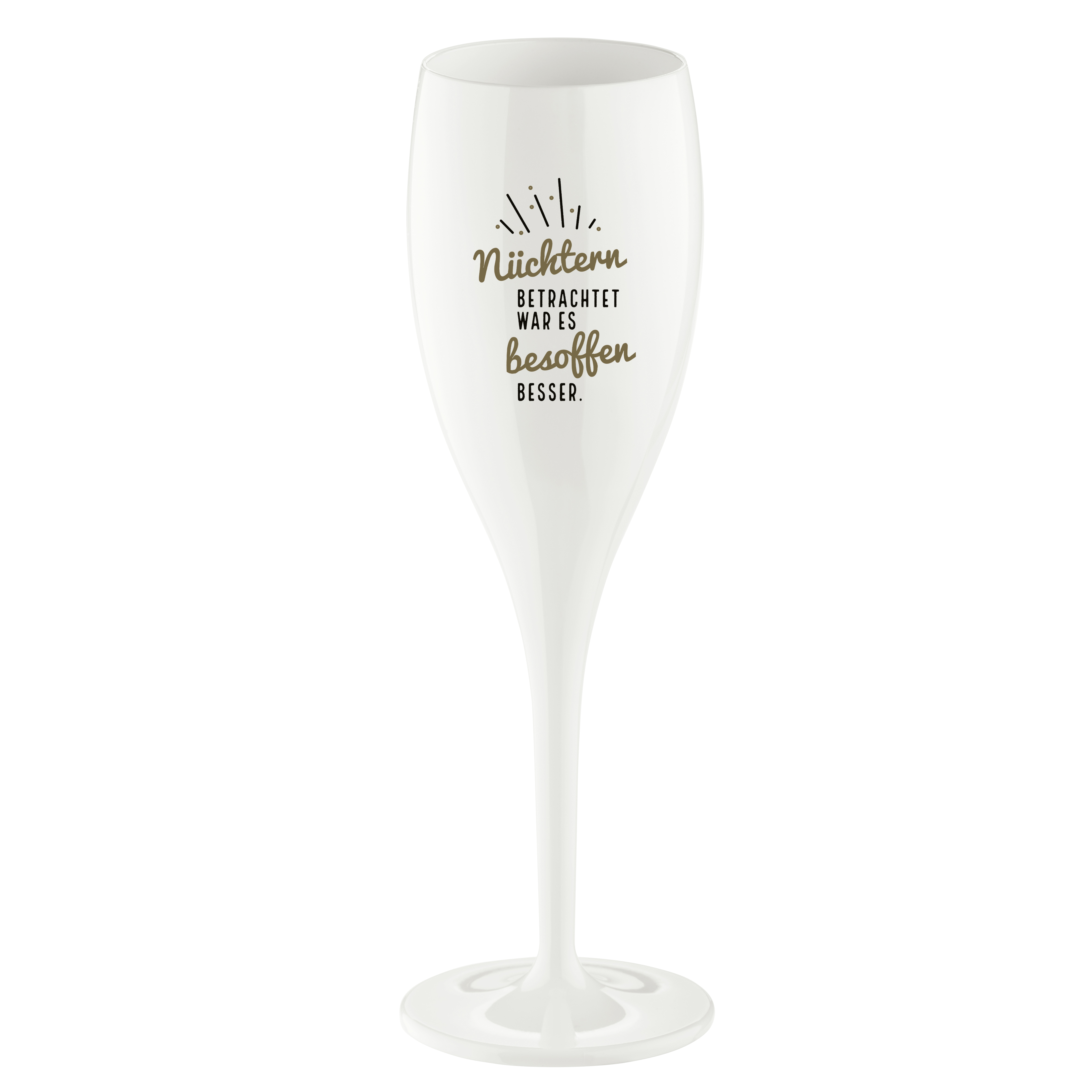 CHEERS NO.1 NÜCHTERN BETRACHTET sklenice na sekt 100ml KOZIOL, bílá