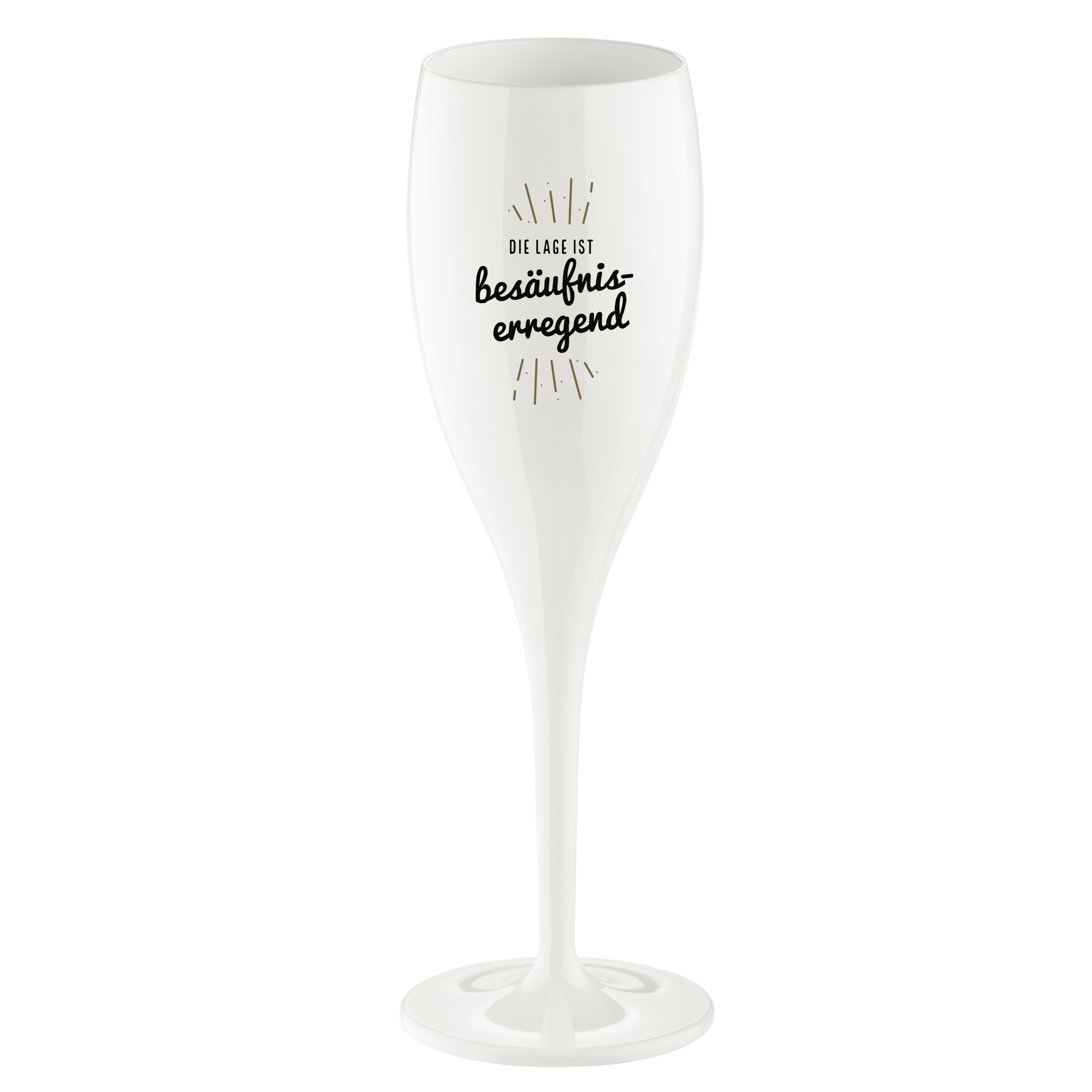 CHEERS NO.1 DIE LAGE IST BESÄUFNISERREG sklenice na sekt 100ml KOZIOL, bílá