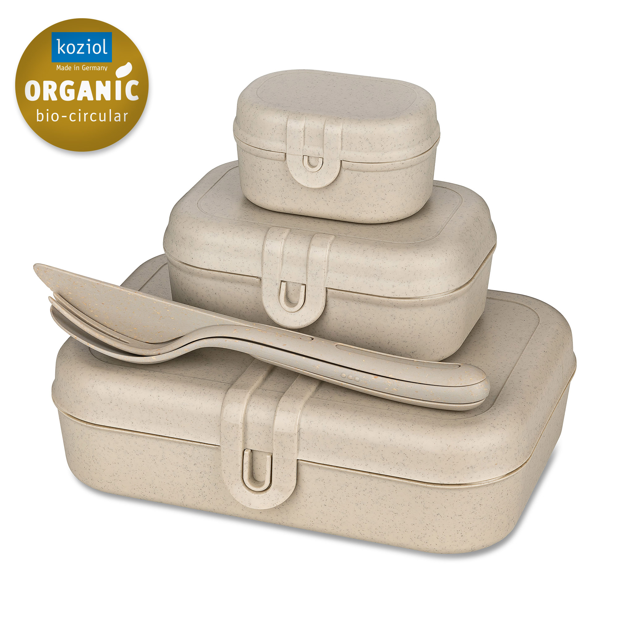 PASCAL READY box set 3 kusů s příborem Písková Organic KOZIOL