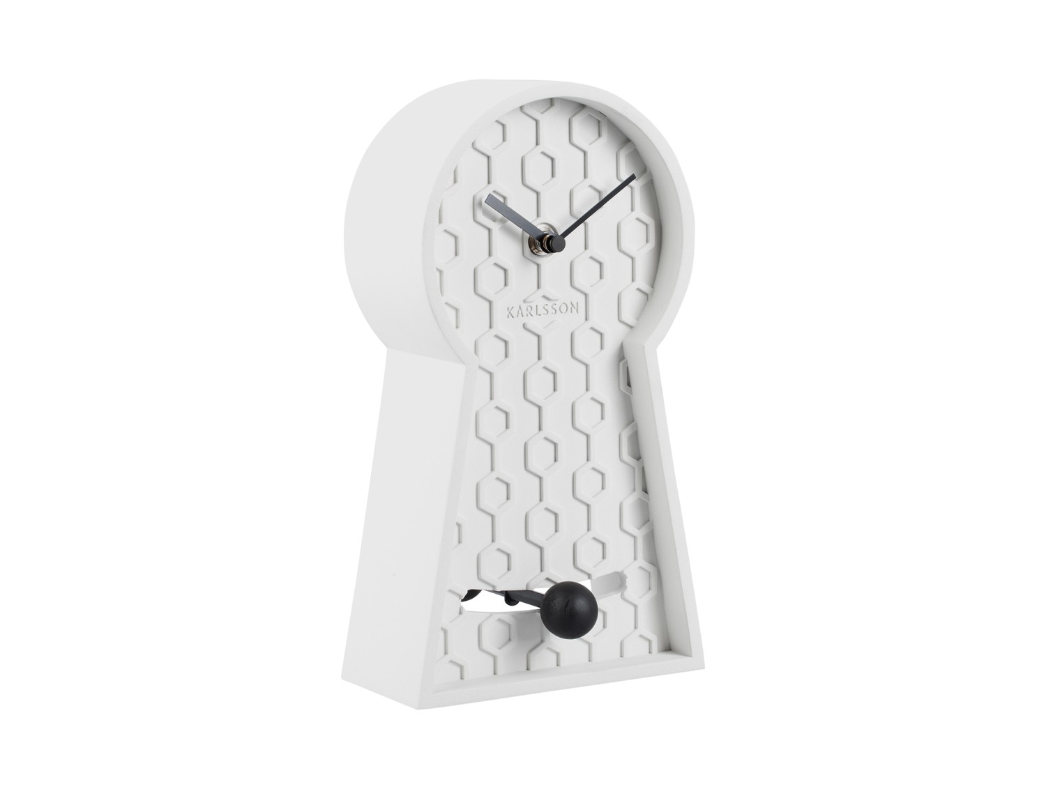 Stolní hodiny Honeycomb Kyvadlo 25 cm bílá Karlsson