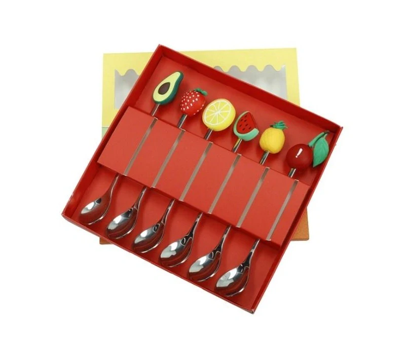 Sada 6 dlouhých lžiček na dezerty, kávu Fruits BRANDANI