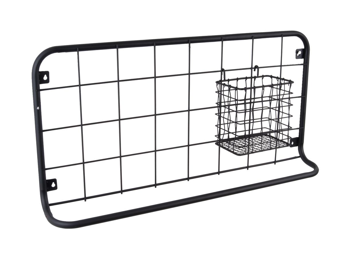 Organizér nástěnná police s košíkem a 5ti háčky Open Grid Present Time