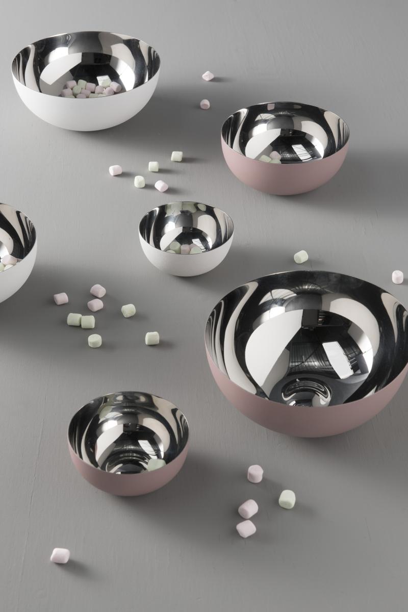 Sada 3 nerezových misek růžové Glow Present Time