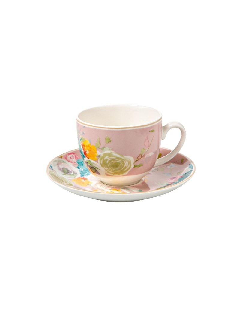 Set 2 kusů šálků s podšálky na cappuccino, čaj Paradise Cipria/Acqua 210 ml BRANDANI
