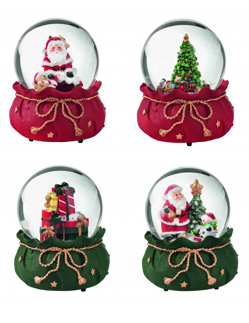 Vánoční velké hrací sněžítko Santa Claus s medvídkem BRANDANI