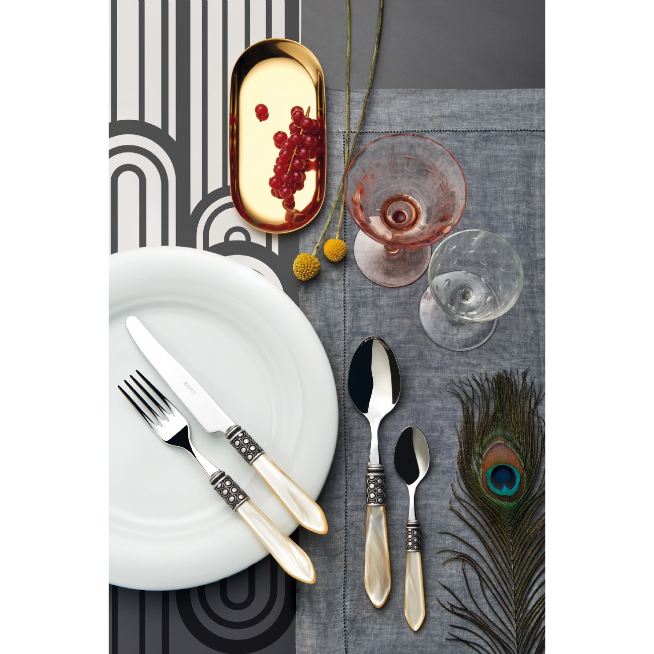 Příbory Optical silverplated sada 24 ks avorio BUGATTI