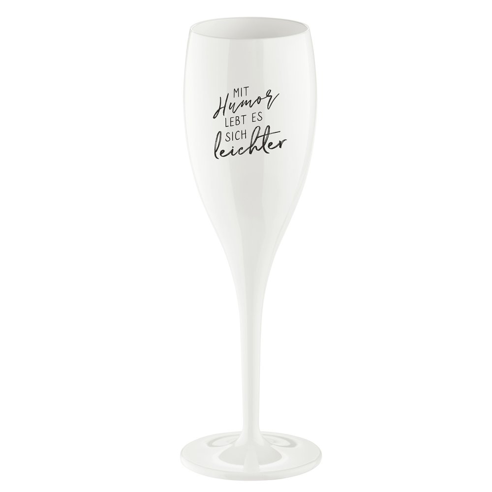 CHEERS NO.1 Mit Humor lebt es leichter, sklenice na sekt 100ml KOZIOL, bílá