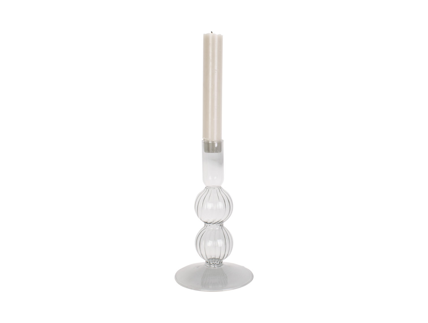 Skleněný svícen Swirl Bubbles čirý 16 cm Present Time