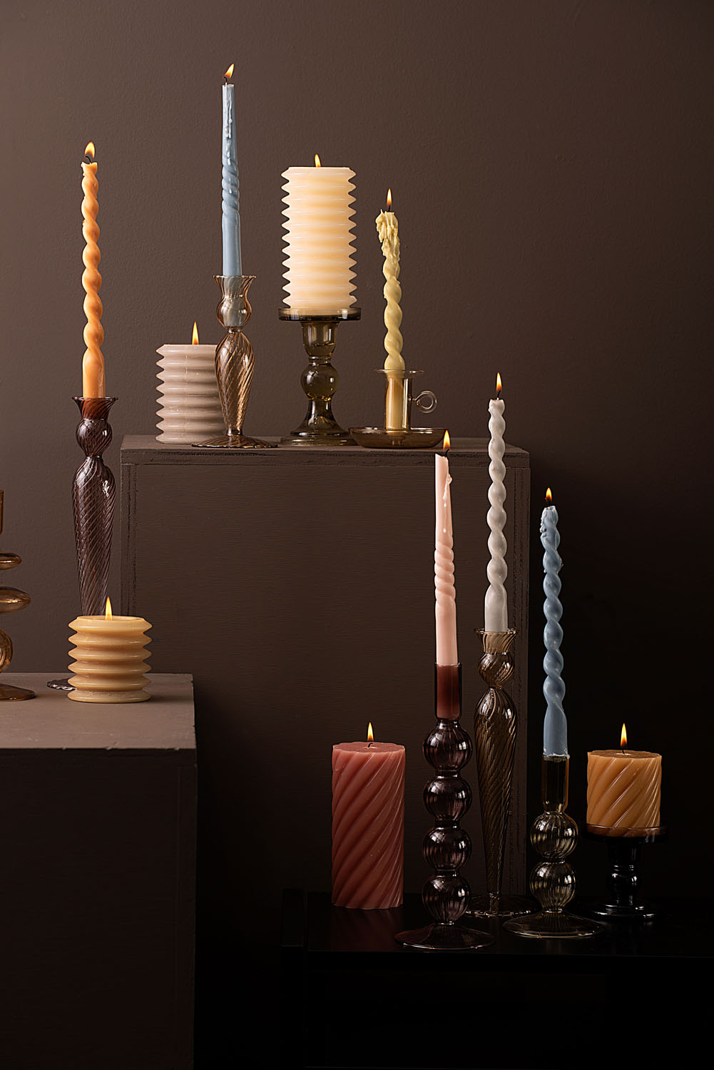 Svíčka Layered Circles L 15 cm slonová kost Present Time