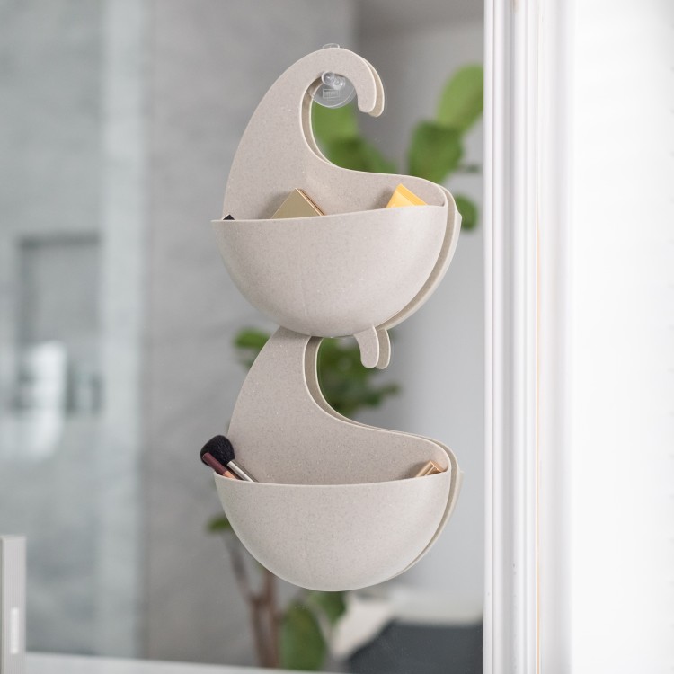 SURF M koupelnový držák, box na sprchový gel, šampon béžový Organic KOZIOL