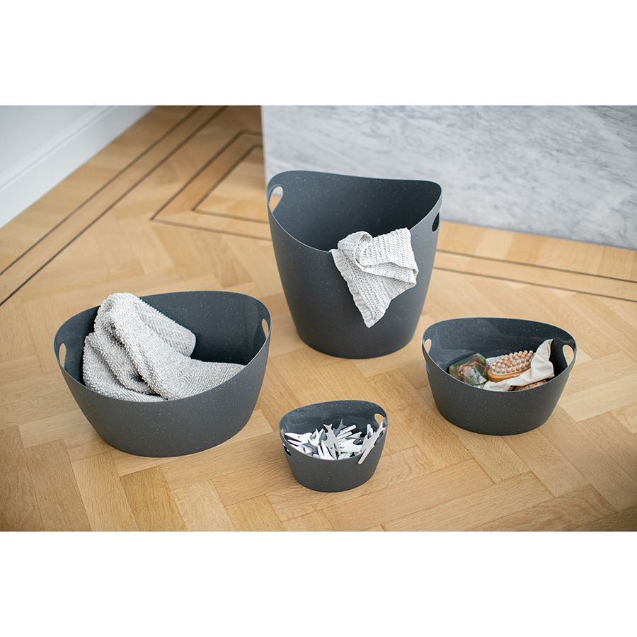 BOTTICHELLI M džber 4,5 l džber na prádlo, hračky, na osázení kytek.. tmavě šedý Organic KOZIOL