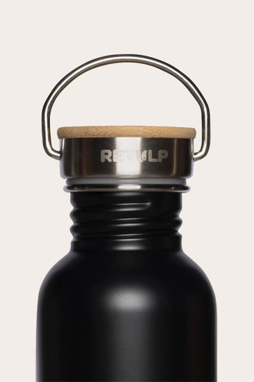 Nerezová láhev Urban na vodu s bambusovým víčkem 500 ml černá RETULP