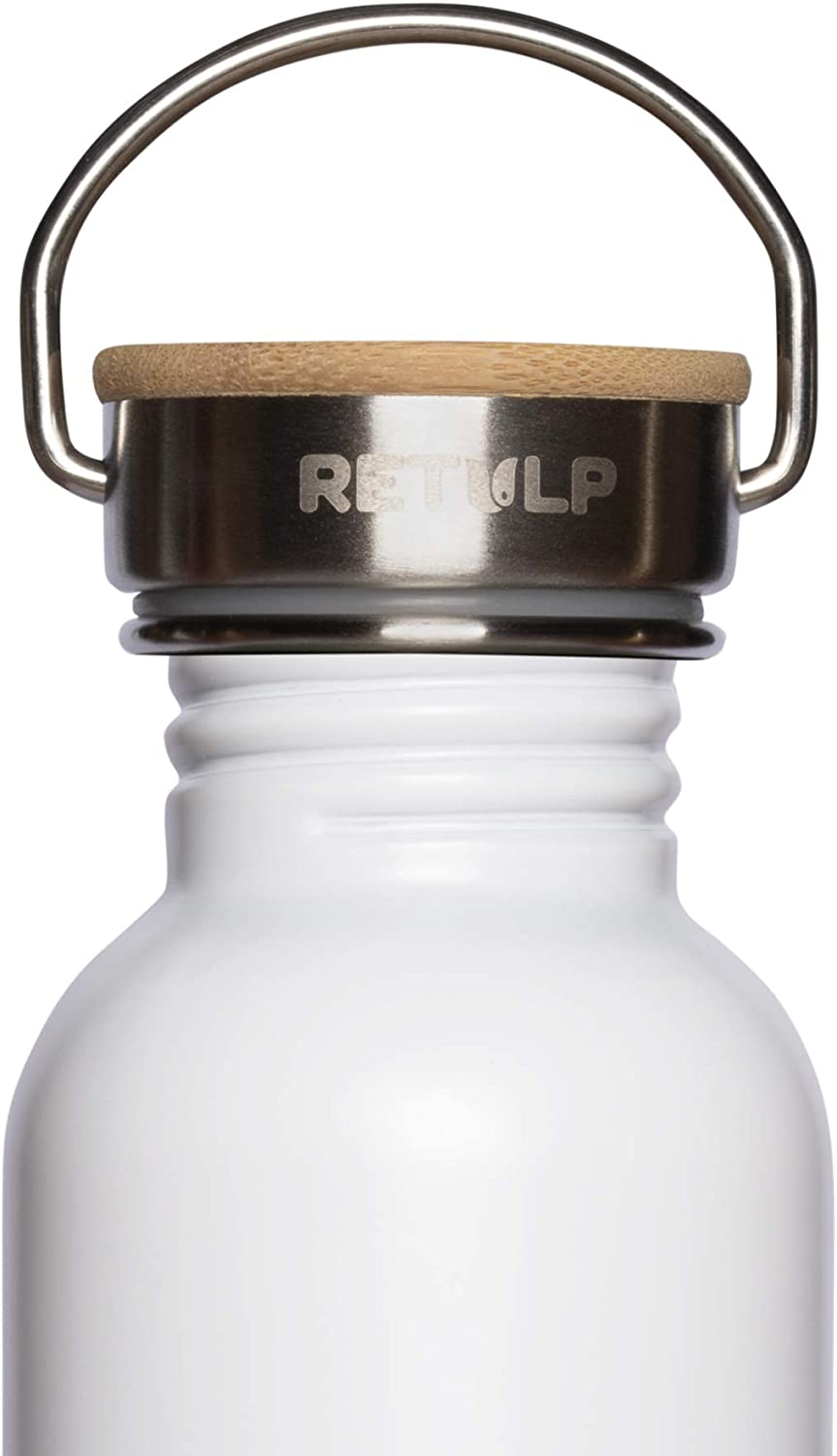 Nerezová láhev na vodu Urban s bambusovým víčkem 750 ml bílá RETULP