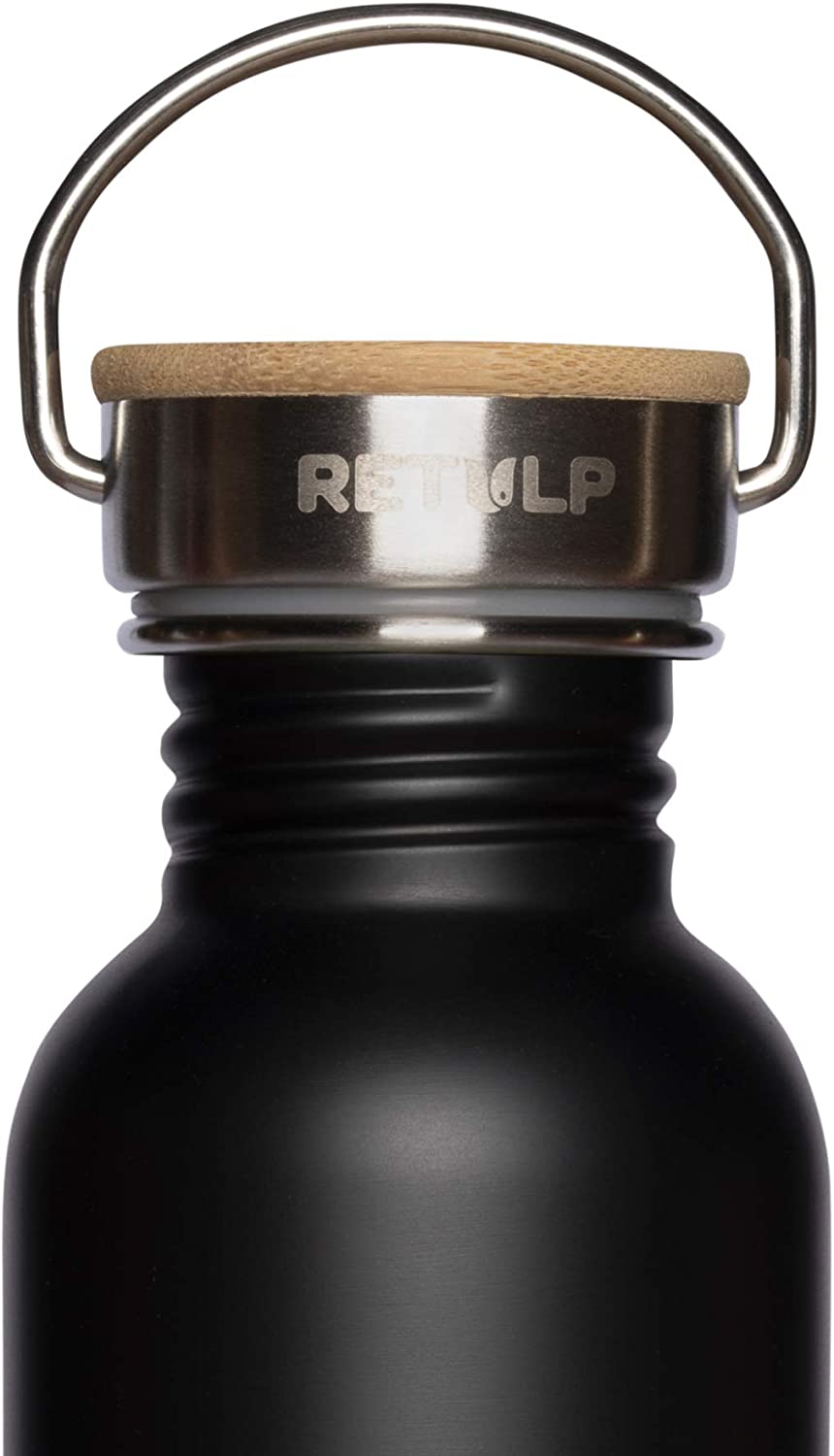 Nerezová láhev na vodu Urban s bambusovým víčkem 750 ml černá RETULP