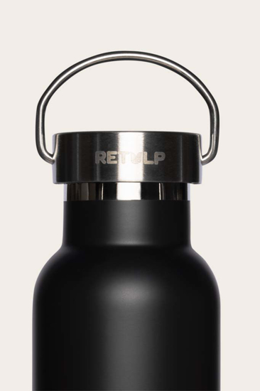Nerezová dvoustěnná láhev na vodu i kávu Urban s kovovým víčkem 500 ml černá RETULP