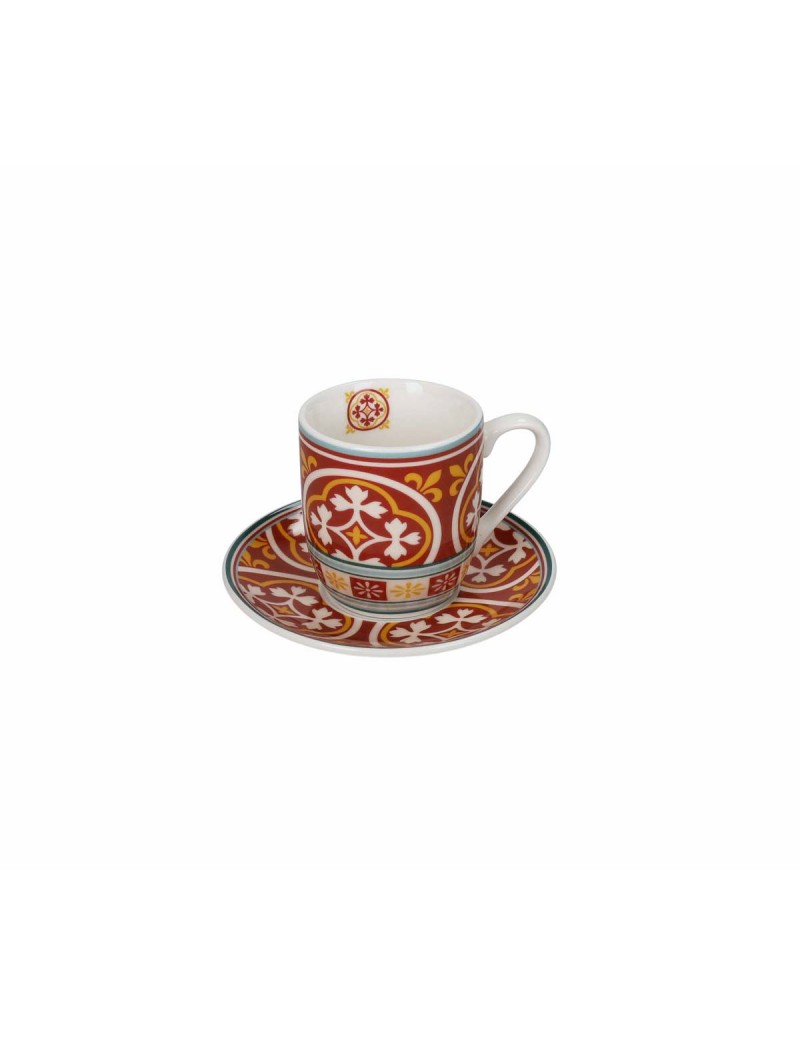 Sada 2 šálků s podšálky na espresso 100 ml LE CEMENTINE ROSONE BRANDANI