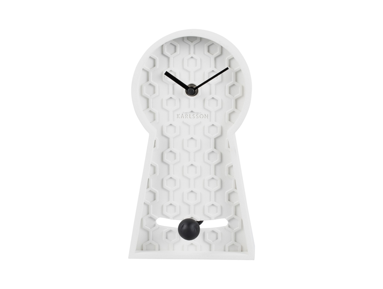 Stolní hodiny Honeycomb Kyvadlo 25 cm bílá Karlsson