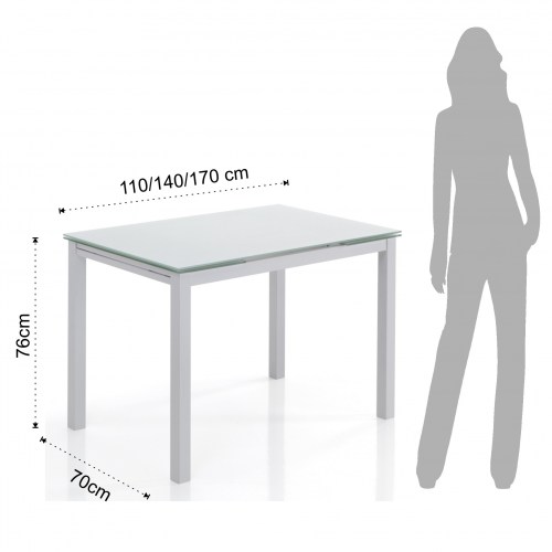 Rozkládací jídelní stůl FAST WHITE 110-170cm TOMASUCCI