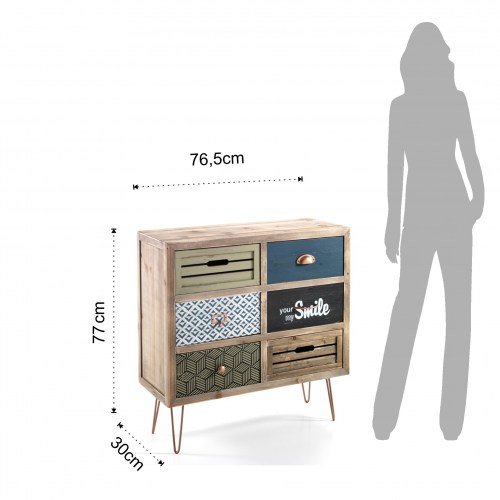 Skříňka 6 zásuvek kovové nohy měděné barvy KIJO TOMASUCCI