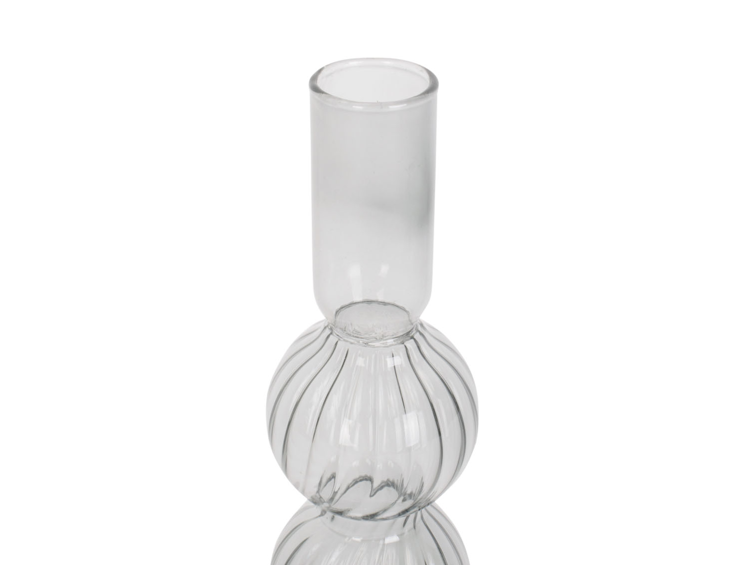 Skleněný svícen Swirl Bubbles čirý 16 cm Present Time