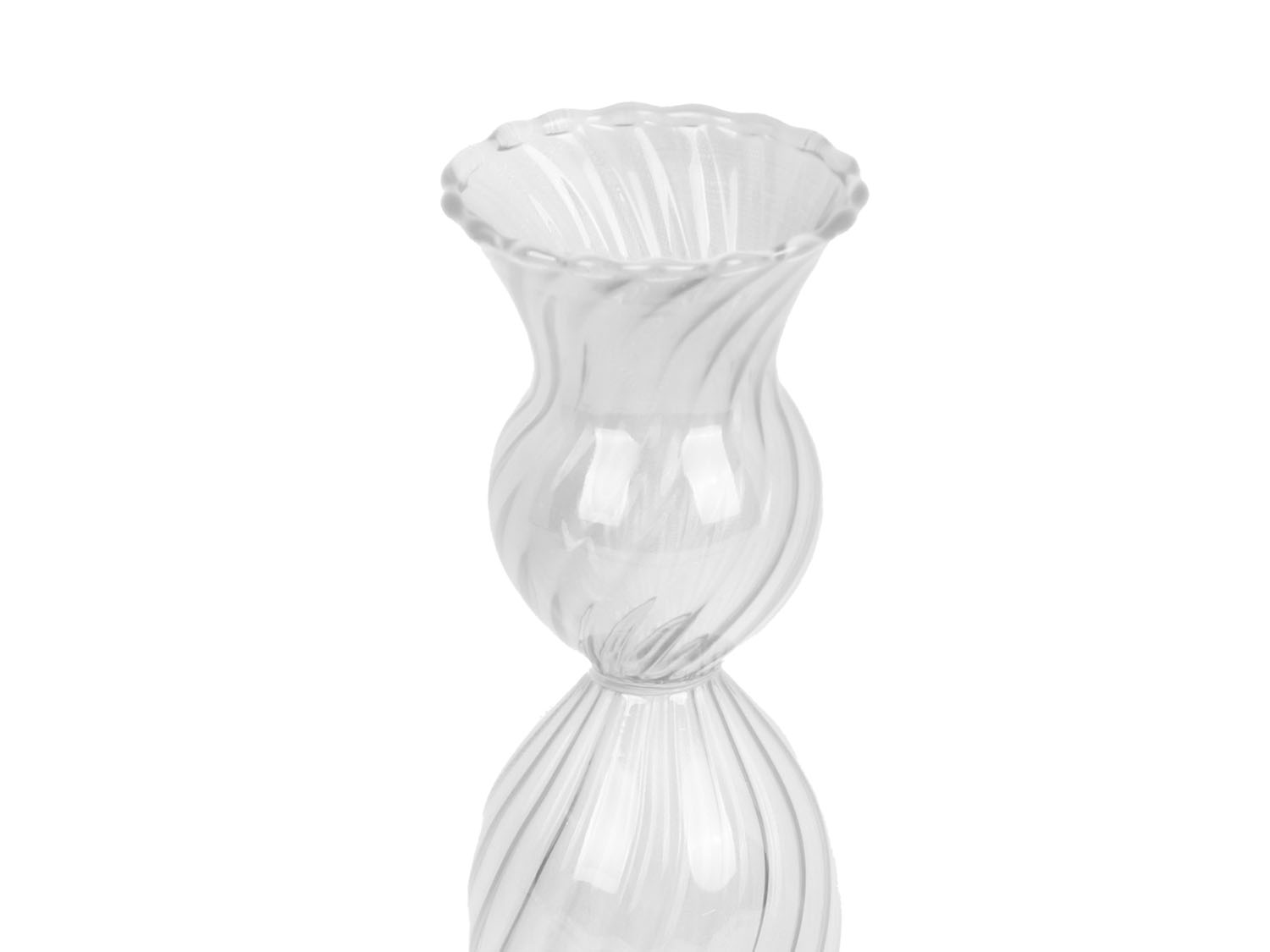 Skleněný svícen Swirl čirý 17 cm Present Time