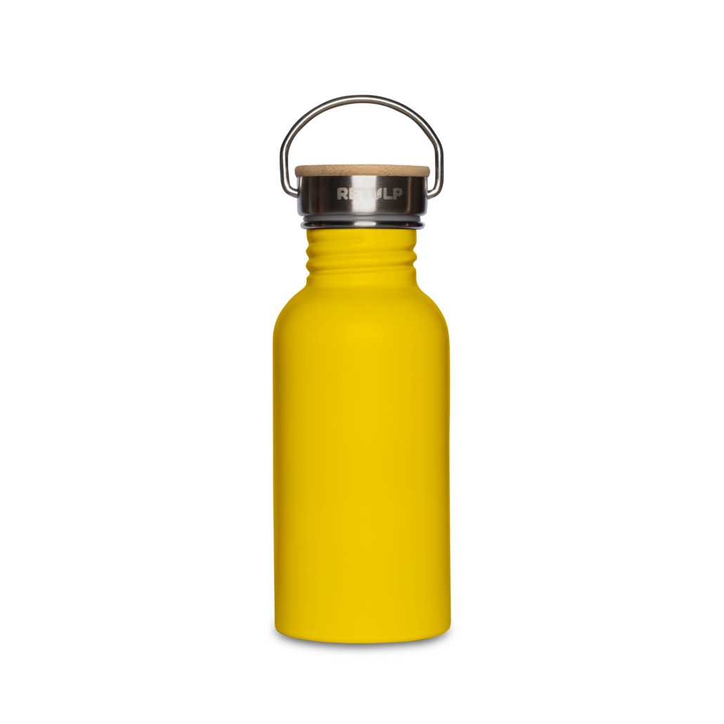 Nerezová láhev Urban na vodu s bambusovým víčkem 500 ml žlutá RETULP