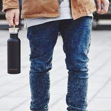 Nerezová láhev na vodu Urban s bambusovým víčkem 750 ml černá RETULP