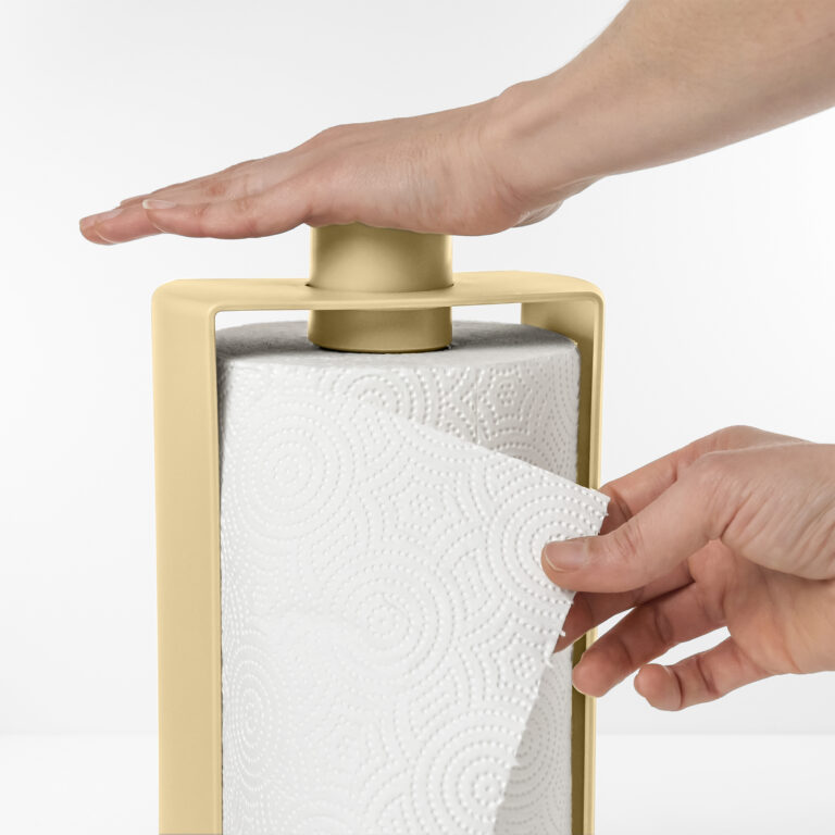 Stojan na papírové utěrky s brzdou STOP žlutý Blim+