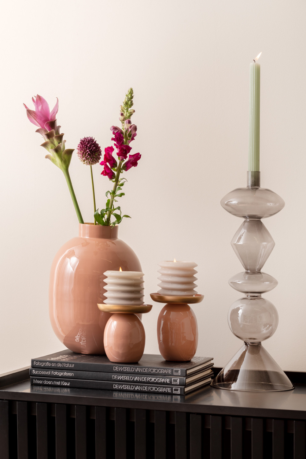 Svícen Mila růžový 13cm Present Time