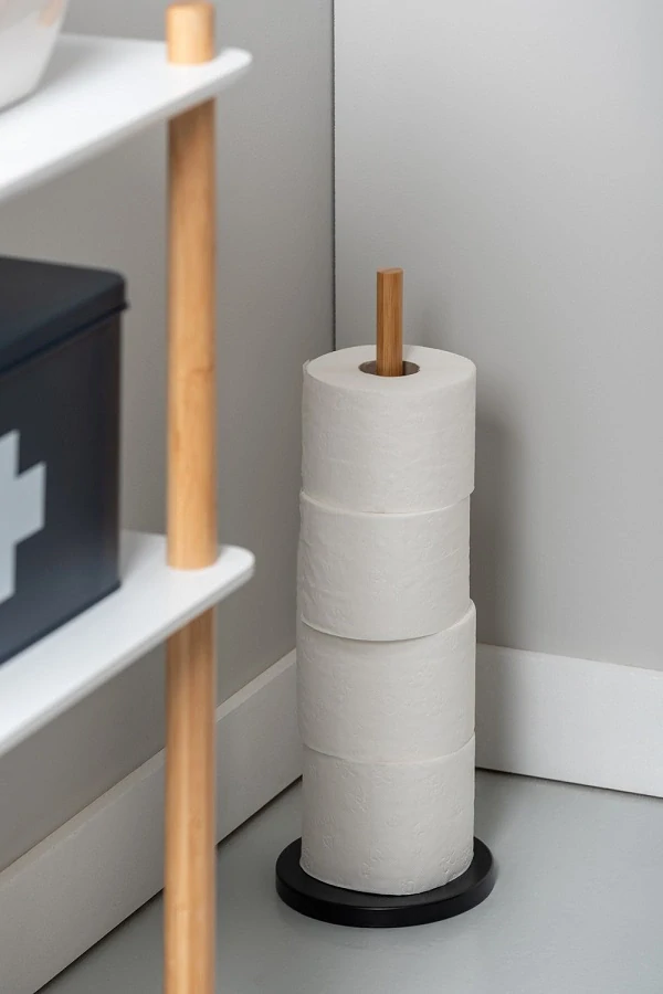 Zásobník na toaletní papír Bamboo Accent Deluxe černý/bambus Present Time