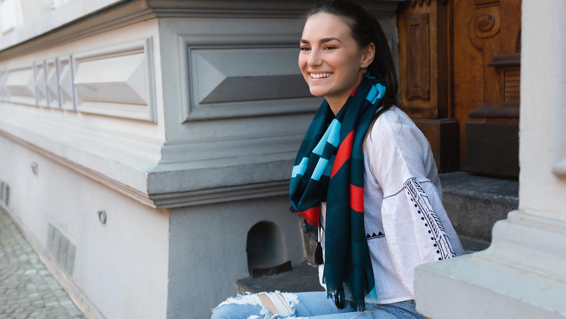 Bambusová šátek, šála Indigo Remember