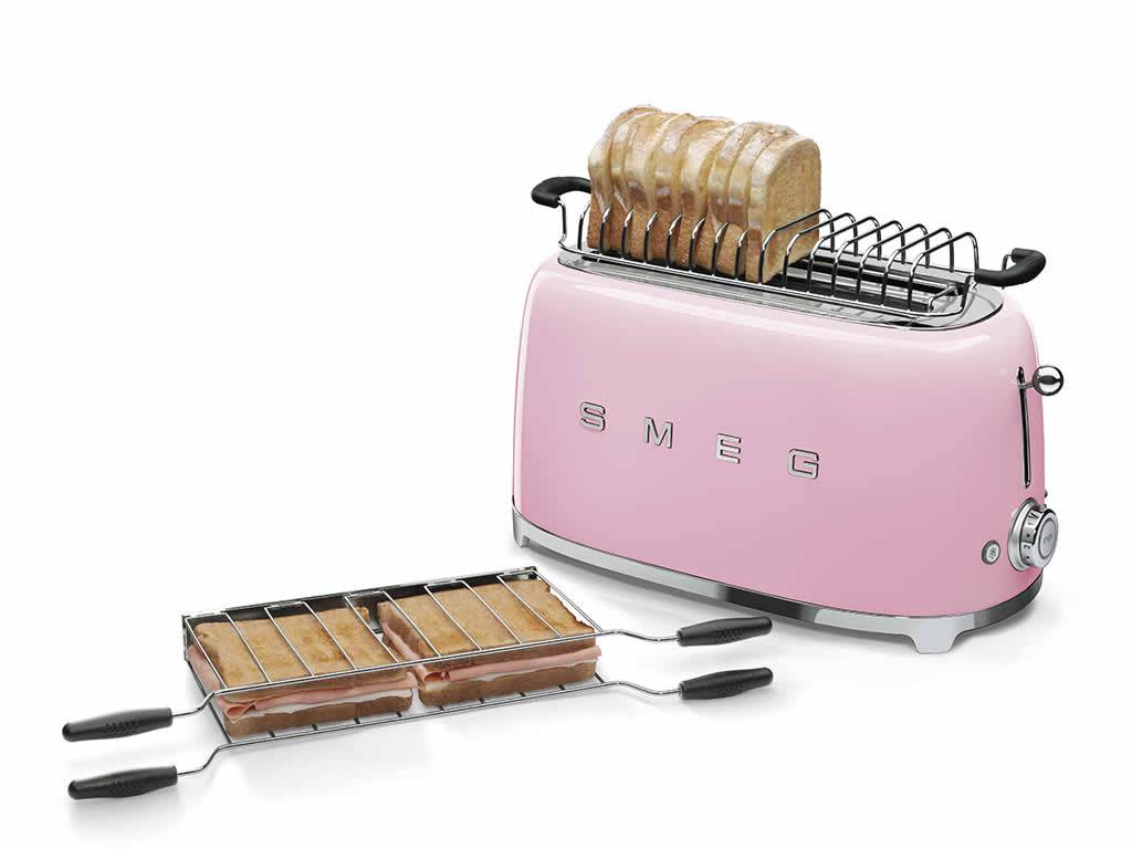 Toustovač / topinkovač P2x2 Smeg 50's Retro Style. růžový 1500W