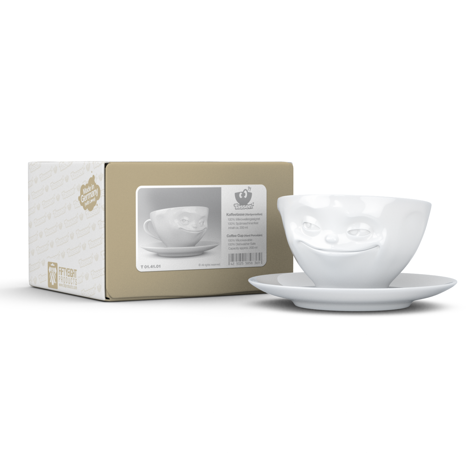 Smějící se šálek a podšálek na kávu, cappuccino, čaj 200 ml, 58products