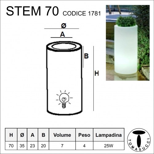 Stojací lampa/váza / květináč pro venkovní i vnitřní použití STEM 70 TOMASUCCI