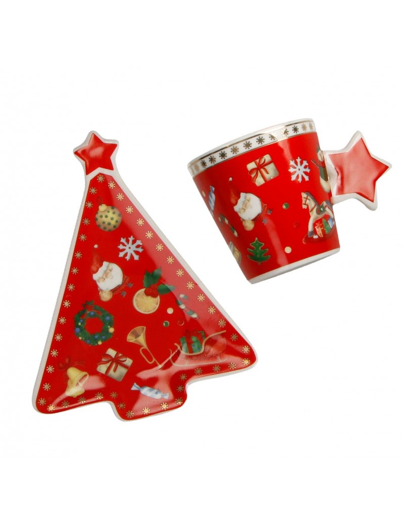 Sada 2 šálků s podšálkami ve tvaru hvězdičky na presso 80 ml Lo Schiaccianoc BRANDANI