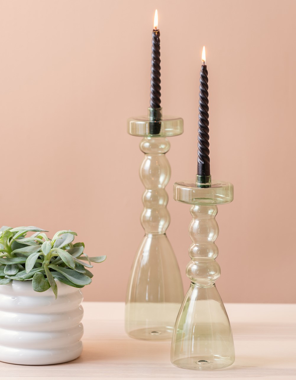 Svícen Pawn glass XL zelený 39cm Present Time