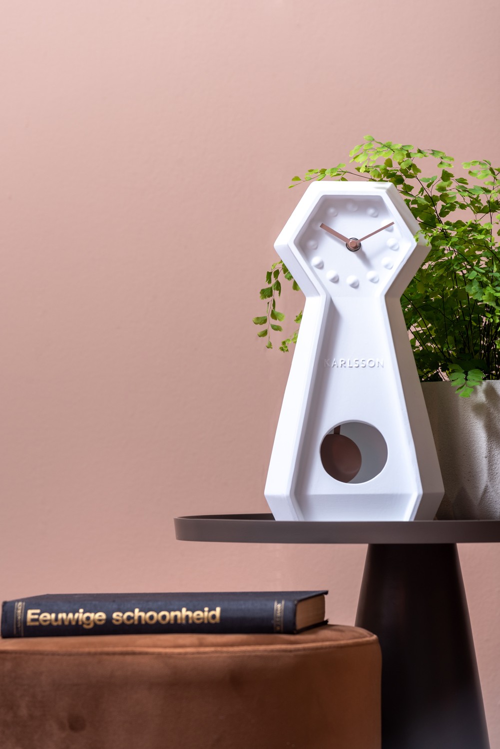 Stolní hodiny s originálním kyvadleml 34 cm bílá Karlsson