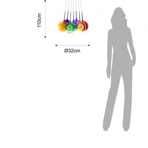 Lustr 7 světel SPHERES COLORS TOMASUCCI