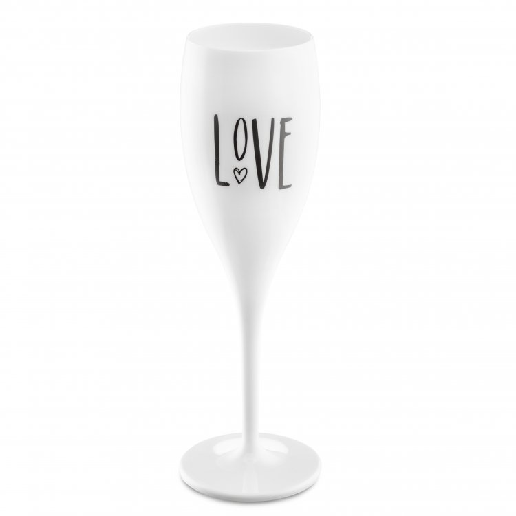 CHEERS NO.1 LOVE, sklenice na sekt 100ml KOZIOL, bílá
