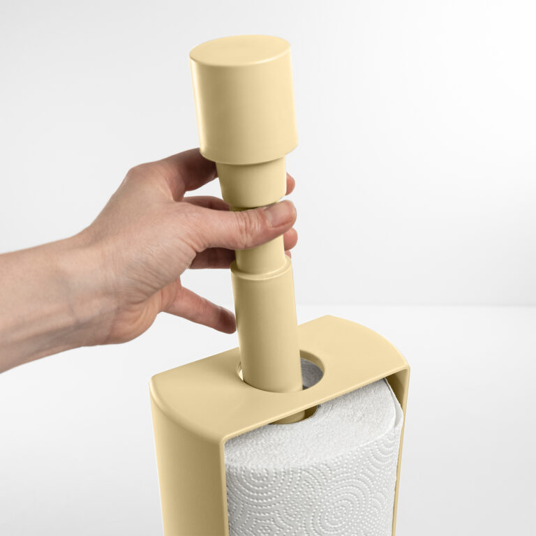 Stojan na papírové utěrky s brzdou STOP žlutý Blim+