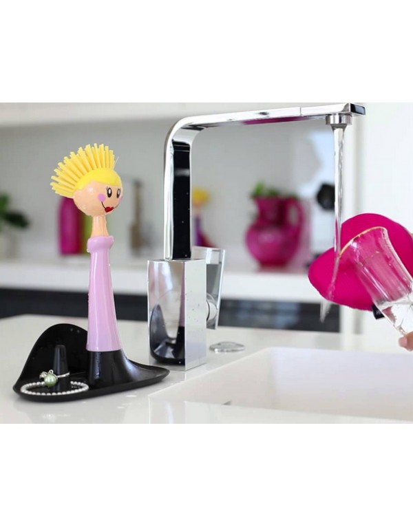 Set FLAVIA kartáč panenka na mytí nádobí + houba ve stojanku DOLLS VIGAR