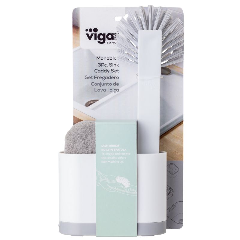 3 dílná sada na umývání nádobí bílá Rengo Monobloc VIGAR