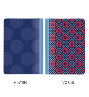 Notýsek/Zápisník A6 ,,TWO IN ONE"zepředu modro čevený, zezadu puntíky CEDON