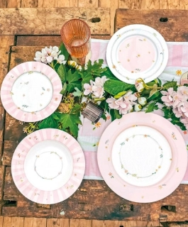 Jídelní 18-ti dílná sada talířů POLLINE ROSA růžové BRANDANI