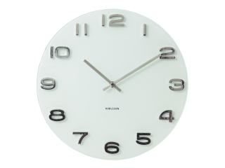 Nástěnné kulaté hodiny Vintage 35 cm mléčné sklo Karlsson